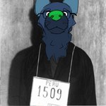 anthro blue_body blue_fur communism eyewear fur glasses green_nose male politics prisoner socialism solo khino chairman_gonzalo hyena mammal 1:1 draw_over meme sketch