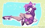 alternate_version_at_paywall anthro balls better_version_at_paywall butt conditional_dnp deer eyewear fluffy_butt fluffy_legs genitals girly glasses hair hi_res laying_on_ground looking_at_viewer mammal penis purple_body purple_hair wearing_glasses zoyler