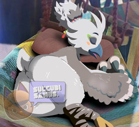anthro big_butt butt feathers huge_butt male nude on_model sleeping sleeping_nude solo thick_thighs white_body white_feathers wide_hips moon_pearl succubi_samus nintendo patreon tears_of_the_kingdom the_legend_of_zelda tulin_(tloz) avian rito hi_res signature