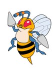 2020 absurd_res alien ambiguous_gender antennae_(anatomy) arthropod beedrill black_body brown_nose digital_drawing_(artwork) digital_media_(artwork) disney experiment_(lilo_and_stitch) flat_colors generation_1_pokemon hi_res hybrid insect lilo_and_stitch link_(lilo_and_stitch) multicolored_body nintendo pokemon pokemon_(species) red_eyes semi-anthro simple_background smile solo tombola1993 white_background wings yellow_body