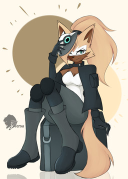 anthro bottomwear breasts cape cleavage clothed clothing ears_up female footwear hair logo mask one_eye_closed ponytail reflection sitting solo tail topwear skyversa idw_publishing sega sonic_the_hedgehog_(comics) sonic_the_hedgehog_(idw) sonic_the_hedgehog_(series) whisper_the_wolf canid canine canis mammal wolf 2024 absurd_res artist_logo hi_res signature