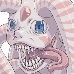 fangs female nightmare_fuel not_furry solo teeth tentacles toothy what what_has_science_done petaroh petako alien humanoid monster monstrous_humanoid zanburg 1:1 bust_portrait low_res portrait