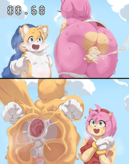 accessory anal anthro anus balls big_butt blue_body blue_eyes blush bodily_fluids breath butt clothed clothing cloud cloudy_sky cum cum_in_vagina cum_inside dress female forced foreskin gaping gaping_anus genital_fluids genitals gloves green_eyes group hair_accessory hairband hands_together handwear heart_symbol male male/female male/male multi_tail panties panties_down panting partially_clothed penis pink_body rape rear_view sex sky smile super_speed sweat tail thick_thighs trio underwear underwear_down vulva yellow_body icecube2lazy sega sonic_the_hedgehog_(series) amy_rose miles_prower sonic_the_hedgehog canid canine eulipotyphlan fox hedgehog mammal hi_res