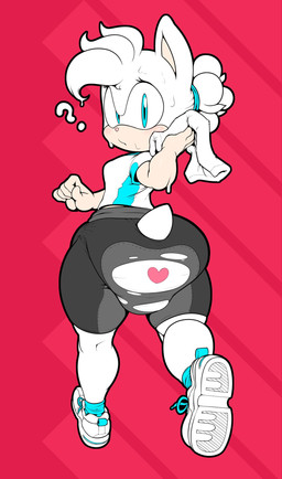 anthro athletic_wear blue_eyes bodily_fluids bottomwear clean_diaper clothed clothing diaper exercise_clothing female footwear hair heart_symbol looking_at_viewer looking_back looking_back_at_viewer shirt shoes shorts simple_background sneakers solo sweat t-shirt topwear torn_clothing unnoticed wardrobe_malfunction wearing_diaper white_diaper white_hair sophiepoof sega sonic_the_hedgehog_(series) fan_character sophie_(argento) eulipotyphlan hedgehog mammal 2017 hi_res