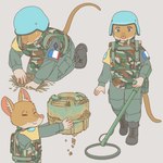 anthro clothed clothing digging french_flag kemono male military military_uniform mine soldier solo uniform warrior ekaki510 gambian_pouched_rat mammal murid murine rat rodent 1:1