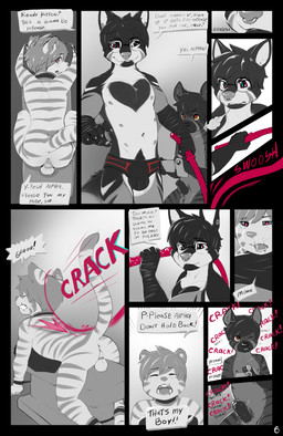 age_difference ankle_cuffs anthro anus backsack balls bare_back bdsm begging begging_for_more blue_eyes bondage bound breath briefs camera clenched_teeth clothing collar cuff_(restraint) dialogue dominant dominant_male ear_piercing erection eyes_closed eyewear facial_piercing genitals glasses group interspecies larger_dom larger_male lisp looking_back lying male male/male masochism moan navel nose_piercing nose_ring nude older_male open_mouth orange_eyes penis piercing pubes raised_tail recording red_eyes restraints ring_piercing scar shackles shota shoulder_blades size_difference smaller_male sound_effects submissive submissive_male tail teeth testicle_cuff text underwear video_camera voyeur whip whipping wrist_cuffs young young_anthro young_male younger_male raineshadowpaw bastion_(bastion) kiba_(bastion) taylor_(raineshadowpaw) canid canine canis domestic_cat felid feline felis hyena mammal wolf 2020 clip_studio_paint_(artwork) comic digital_media_(artwork) english_text hi_res monochrome multiple_scenes