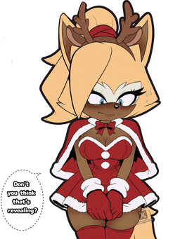 anthro antler_headband blue_eyes blush breasts brown_body brown_fur christmas_clothing christmas_headwear cleavage clothed clothing dialogue fangs female fur headgear headwear holidays legwear medium_breasts simple_background solo tail teeth text thigh_highs whispering white_background wide_hips genyacero christmas idw_publishing sega sonic_the_hedgehog_(comics) sonic_the_hedgehog_(idw) sonic_the_hedgehog_(series) whisper_the_wolf canid canine canis mammal wolf 2025 digital_media_(artwork) english_text hi_res