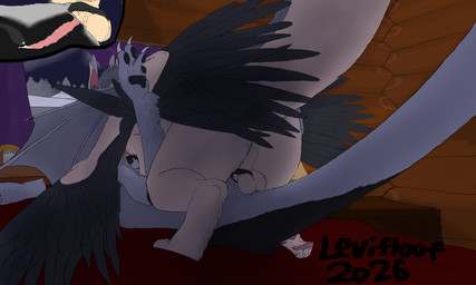 anus backsack balls bed bedding bedroom blanket bodily_fluids claws clitoral_hood close-up cum cum_in_vagina cum_inside dragon_on_wyvern duo ejaculation feathered_wings feathers female female_on_bottom feral feral_on_feral fur furniture genital_fluids genitals hilted interior_background knot knotting log_cabin male male/female male_on_top night on_bottom on_top orgasm perineum plant prehensile_clitoral_hood sex snow star tree vaginal white_claws window wings winter leviticusthefluff european_mythology mythology fahroe_peirce leviticus_despencer dragon furred_dragon furred_scalie furred_wyvern mythological_creature mythological_scalie scalie western_dragon wyvern 2026 hi_res shaded