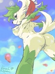 anthro breasts butt butt_focus cloud female outside pokemorph sky skyscape solo tail knock_roman nintendo pokemon generation_4_pokemon legendary_pokemon pokemon_(species) shaymin sky_forme_shaymin 2008 low_res