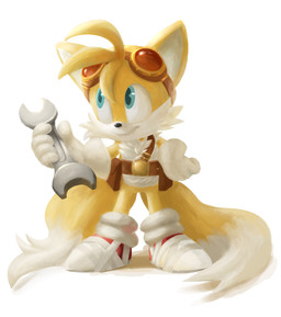 anthro blue_eyes clothing dipstick_tail eyewear footwear fur gloves goggles handwear male markings multicolored_tail simple_background smile solo tail tail_markings tools white_body white_fur wrench yellow_body yellow_fur nonananana sega sonic_boom sonic_the_hedgehog_(series) miles_prower canid canine fox mammal 2015