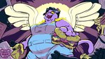 anthro burger clothing ear_piercing ear_ring fangs female food fur glamburger overalls overweight overweight_anthro overweight_female parody piercing purple_body purple_fur ring_piercing shortalls solo teeth gingerlybreadart blizzard_entertainment overwatch undertale_(series) catty_(undertale) mercy_(overwatch) domestic_cat felid feline felis mammal 16:9 2024 4k absurd_res hi_res widescreen