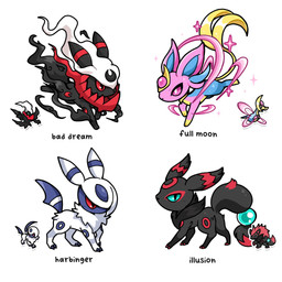 2_toes ambiguous_gender black_body black_ears black_fur black_tail black_text blue_body blue_claws blue_ears blue_fur blue_markings blue_tail claw_toes claws digitigrade feet feral fluffy fluffy_tail forked_tail fur group markings multicolored_body multicolored_ears multicolored_fur pink_body pink_eyes pink_fur pupils quadruped red_body red_claws red_ears red_eyes red_fur red_markings red_tail ring_(marking) simple_background slit_pupils sparkles standing tail teal_eyes text toes two_tone_body two_tone_ears two_tone_fur two_tone_tail unusual_anatomy unusual_tail white_background white_ears white_pupils white_tail yellow_body yellow_fur yellow_tail mamobot nintendo pokemon absol canid canine cresselia darkrai eeveelution espeon generation_2_pokemon generation_3_pokemon generation_4_pokemon generation_5_pokemon hybrid hybrid_pokemon legendary_pokemon mammal pokemon_(species) umbreon zoroark 1:1 2026 english_text hi_res