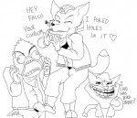 anthro group male memetard tail trollface fredryk_phox nintendo paintchat star_fox falco_lombardi fox_mccloud katt_monroe rageguy avian bird canid canine domestic_cat felid feline felis fox mammal meme monochrome