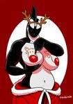 anthro big_breasts breasts clothed clothing female holidays looking_at_breasts looking_at_self narrowed_eyes navel reindeer_antlers reindeer_costume santa_coat smile solo topless wide_hips transient001 christmas dc_comics orca_(dc) cetacean dolphin mammal marine oceanic_dolphin orca toothed_whale