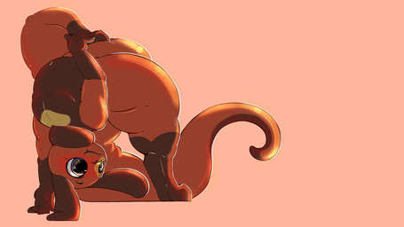 anthro big_tail blue_eyes cute_fangs digitigrade fangs flexible heart_(marking) long_ears long_tail male male_anthro markings smile solo tail tapering_tail teeth thick_thighs cutie_clanket rain_world videocult cutie_clover slugcat 16:9 hi_res widescreen