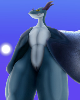 anthro big_muscles female genitals huge_muscles huge_wings looking_at_viewer muscular muscular_female sky sliver_phantom_(httyd) solo sun vulva unknown_artist dreamworks how_to_train_your_dragon mythology dragon mythological_creature mythological_scalie scalie hi_res