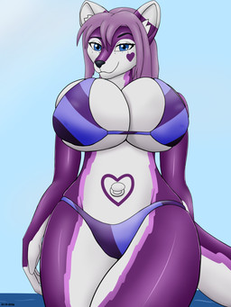 anthro beach big_breasts bikini biped breasts clothing female female_anthro inflatable pool_toy solo standing swimwear two-piece_swimsuit unknown_artist vtuber animate_inanimate canid canine living_inflatable mammal 3:4 absurd_res hi_res