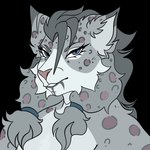 anthro eyelashes female grey_eyes hair markings solo spots spotted_body skull_bunz_official fara_goldwyn felid mammal pantherine snow_leopard 1:1 absurd_res alpha_channel bust_portrait hi_res portrait