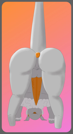 anthro anus balls big_balls big_penis butt fur genitals gradient_background grey_body grey_fur happy looking_at_viewer male open_mouth orange_anus orange_penis penis presenting presenting_hindquarters raised_tail simple_background solo tail tapering_penis vein veiny_penis white_body white_fur yellow_sclera jackste the_nature_of_predators renik venlil_(the_nature_of_predators) absurd_res hi_res shaded