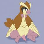 1:1 animal_genitalia anthro anthrofied avian beak biped bird brown_body brown_fur chest_tuft claws erection feathered_wings feathers fur generation_1_pokemon genitals grey_eyes half-closed_eyes head_tuft hi_res looking_at_viewer male narrowed_eyes nintendo nude open_mouth penis pidgey pokemon pokemon_(species) posexe presenting shy simple_background sitting slightly_chubby solo spread_legs spreading tapering_penis tuft white_body white_fur wings