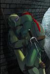 against_surface against_wall anthro belt biceps duo eyes_closed green_body green_skin kissing male male/male mask melee_weapon muscular ninja polearm pose sai_(weapon) scales staff standing warrior weapon sneefee teenage_mutant_ninja_turtles teenage_mutant_ninja_turtles_(2007) donatello_(tmnt) raphael_(tmnt) reptile scalie turtle low_res brother_(lore) brothers_(lore) incest_(lore) sibling_(lore)