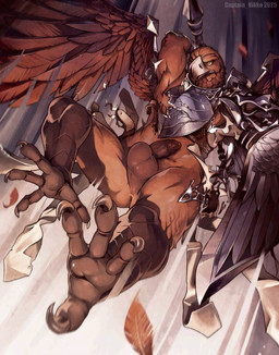4_toes action_pose anisodactyl anthro anus armor avian_feet balls beak big_balls claws feathered_wings feathers feet flaccid foot_focus foreskin genitals holding_melee_weapon holding_object holding_weapon humanoid_genitalia humanoid_penis male melee_weapon muscular muscular_anthro muscular_male penis plate_armor pose scuted_legs scutes solo toes unconvincing_armor weapon wings captain_nikko elden_ring_nightreign fromsoftware guardian_(nightreign) accipitrid accipitriform avian bird eagle hi_res