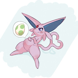 female feral forehead_gem forked_tail gem pregnant pregnant_female pregnant_feral solo tail unusual_anatomy unusual_tail oshiri_hakase nintendo pokemon eeveelution espeon generation_2_pokemon pokemon_(species) hi_res