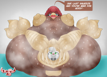 3_toes 4_fingers anthro belly big_belly big_breasts big_feet big_vulva blue_eyes bodily_fluids breasts brown_body butt dominant dominant_female duo feet female fingers forced genital_fluids genitals green_eyes hyper hyper_genitalia hyper_vulva lying male musk musk_cloud musky_balls musky_breasts musky_butt musky_vulva nipples on_back penetration scarf size_difference speech_bubble stretched_vagina stretching submissive submissive_male sweat sweatdrop sweaty_body sweaty_breasts sweaty_butt sweaty_genitalia sweaty_legs sweaty_thighs tail text toes unbirthing unwilling_prey vaginal vaginal_fluids vaginal_penetration vore vulva sokoyo_owo avian bird chicken galliform mammal mustelid musteline phasianid stoat true_musteline weasel english_text hi_res