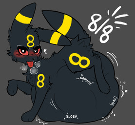 ambiguous_gender belly big_belly bloated blush blush_lines breath digestion_noises feral half-closed_eyes heart_eyes heart_symbol lying motion_lines narrowed_eyes number on_front onomatopoeia panting sloshing_belly solo sound_effects struggling struggling_prey text tongue tongue_out unseen_prey vore anonymous_artist nintendo pokemon vore_day eeveelution generation_2_pokemon pokemon_(species) umbreon 2025 digital_drawing_(artwork) digital_media_(artwork) hi_res