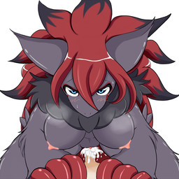anthro anthrofied blush bodily_fluids breasts cum cum_in_vagina cum_inside duo erection female female_focus female_on_top female_penetrated first_person_view from_front_position genital_fluids genitals human_on_anthro interspecies larger_female larger_penetrated looking_at_viewer lying male male/female male_on_bottom male_penetrating male_penetrating_female medium_breasts nipples nude on_back on_bottom on_top penetration penile penile_penetration penis penis_in_vagina pokemorph pokephilia reverse_missionary_position sex size_difference smaller_male solo_focus spread_legs spreading straddling tongue tongue_out vaginal vaginal_penetration vulva mofumofu nintendo pokemon canid canine generation_5_pokemon human mammal pokemon_(species) zoroark 1:1