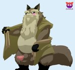 anthro balls beard blush brown_body elderly erection facial_hair genitals humanoid_hands male mature_male overweight overweight_male penis solo doritomon ghibli pom_poko inugami_gyoubu_(pom_poko) canid canine mammal raccoon_dog tanuki 2022