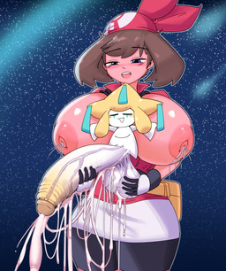 5_fingers age_difference areola ball_grab balls between_breasts big_areola big_balls big_breasts big_penis biped black_eyebrows blue_eyes blush blush_lines bodily_fluids bottomwear breasts brown_hair clothed clothed_female clothed_human clothing cosmic_background cum cum_on_penis cum_strand cum_string cumshot curvy_figure duo ejaculation excessive_cum excessive_genital_fluids eye_markings eyebrow_through_hair eyebrows eyes_closed female female_human fingers foreskin genital_fluids genitals glans glistening glistening_breasts glistening_eyes gloves grey_bottomwear grey_clothing grey_pants grey_shorts hair half-closed_eyes hand_on_balls hand_on_penis handjob handwear headgear headkerchief headwear huge_balls huge_breasts huge_penis human_on_humanoid humanoid_genitalia humanoid_penis hyper hyper_balls hyper_genitalia hyper_penis interspecies inverted_nipples kerchief lactating larger_female larger_human light_body light_skin looking_at_another looking_at_partner looking_down looking_down_at_partner male male/female male_humanoid markings monotone_bottomwear monotone_clothing monotone_shorts multicolored_clothing multicolored_kerchief multicolored_shirt multicolored_topwear narrowed_eyes nipples noseless not_furry older_female open_mouth open_smile pants partially_clothed_female partially_clothed_human penile penis pokephilia puffy_nipples pupils red_clothing red_headwear red_kerchief red_shirt red_topwear retracted_foreskin sex shirt shorts size_difference small_but_hung smaller_humanoid smaller_male smile standing star starry_background tanzaku teeth topwear touching_balls touching_penis translucent translucent_hair two_tone_clothing two_tone_kerchief two_tone_shirt two_tone_topwear vein veiny_balls veiny_penis voluptuous voluptuous_female white_balls white_clothing white_kerchief white_penis white_sclera white_shirt white_topwear yellow_blush yellow_body yellow_glans younger_male 4chan_anon unknown_artist nintendo pokemon may_(pokemon) generation_3_pokemon human humanoid jirachi legendary_pokemon mammal pokemon_(species) 2022 digital_media_(artwork) hi_res shaded soft_shading