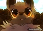 brown_body brown_eyes brown_fur female feral fur looking_at_viewer solo text haychel nintendo pokemon emma_the_eevee fan_character canid canine eevee generation_1_pokemon mammal pokemon_(species) digital_media_(artwork) url