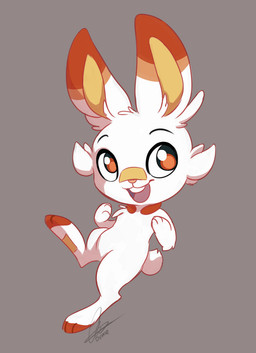 ambiguous_gender simple_background smile solo dvixie nintendo pokemon generation_8_pokemon lagomorph mammal pokemon_(species) scorbunny 2019 digital_media_(artwork) hi_res source_request unavailable_at_source