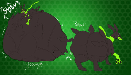 abdominal_bulge after_vore ass_growth belly big_belly big_butt black_body butt digestion fatal_vore feral feral_pred green_body huge_belly huge_butt hyper hyper_belly larger_pred prey_outline rumbling_stomach size_difference thick_thighs tongue tongue_out vore weight_gain ra_devours nintendo pokemon canid canine canis domestic_dog generation_7_pokemon legendary_pokemon mammal pokemon_(species) zygarde zygarde_10_forme absurd_res hi_res