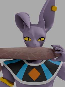 anthro balls bent_ear bodily_fluids duo genitals gold_(metal) gold_jewelry grey_background hairless holding_penis jewelry looking_at_viewer male male/male mostly_nude nails penis purple_body saliva simple_background yellow_eyes oddo dragon_ball dragon_ball_super beerus domestic_cat felid feline felis god_of_destruction hairless_cat human mammal sphynx_(cat) 2026 3:4 3d_(artwork) absurd_res digital_media_(artwork) hi_res