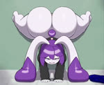 anthro anus ass_clapping big_butt bottomless butt clothed clothing dipstick_ears ear_markings female genitals hair handstand hoodie huge_butt multicolored_ears music open_mouth purple_eyes purple_hair pussy solo tail topwear twerking white_body flait sound_warning valrie_(valriedoughs) lagomorph leporid mammal rabbit animated digital_media_(artwork) high_framerate loop short_playtime sound webm