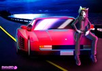 anthro brown_hair car fur hair male motor_vehicle neon night outside red_car sea sitting sitting_on_car sitting_on_vehicle smoking solo text vehicle water white_body white_fur shadow2007x ferrari ferrari_testarossa fuyu_graycen hybrid 2016 absurd_res digital_media_(artwork) hi_res signature url