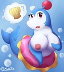 big_breasts blue_body breasts bubble busty_feral eyelashes female feral inflatable inner_tube nipples seashell shell solo thought_bubble underwater water white_body galv3z_(artist) bomberman bomberman_jetters konami dolphin_bomber cetacean dolphin mammal marine toothed_whale 2020 hi_res signature