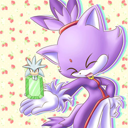 amber_eyes anthro chibi clothed clothing duo eyes_closed female floating food fruit fur gem hair looking_at_viewer pattern_background plant ponytail purple_body purple_fur simple_background sol_emerald strawberry tail shastathecat sega sonic_the_hedgehog_(series) blaze_the_cat silver_the_hedgehog domestic_cat eulipotyphlan felid feline felis hedgehog mammal 1:1 animated animated_gif loop short_playtime
