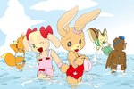 anthro bikini clothing female frilly frilly_clothing group male one-piece_swimsuit swimwear two-piece_swimsuit water young young_anthro young_female young_male 1neko maple_town bobby_(maple_town) fanny_fox lory_(maple_town) patty_(maple_town) suzie_squirrel_(maple_town) bear canid canine canis domestic_dog fox lagomorph leporid mammal rabbit