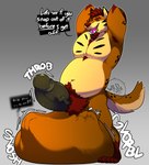 2023 anthro balls cock_vore dialogue english_text erection genitals hair hi_res hyena male male_pred male_prey mammal nude penile penis text vore wild_(wildside) wildside