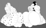 anthro balls big_butt butt duo genitals male male/male non-mammal_balls spread_butt spreading nightmare-arts batman_(series) dc_comics bane_(dc) killer_croc human humanoid mammal scalie monochrome