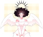 ambiguous_gender black_hair bruised clothing crop_top eye_waterline eyelashes feathered_wings feathers hair halo not_furry panties shirt short_hair solo topwear underwear wings dreamalgia ash_kinoshita angel angel_humanoid humanoid winged_humanoid 2017 absurd_res hi_res