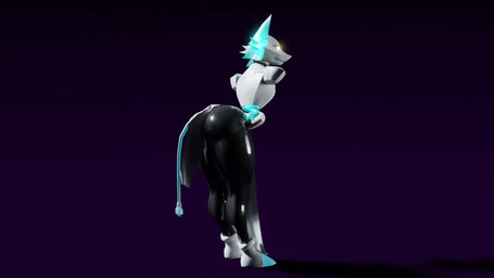 anthro big_butt black_background blue_hair butt butt_slap clothed clothing curvy_figure female floating_hands hair jiggling latex looking_at_viewer looking_back machine simple_background slap smile solo spanking thick_thighs wide_hips f-euphrates deltarune undertale_(series) tasque_manager darkner felid feline mammal robot 16:9 2021 3d_(artwork) 3d_animation animated digital_media_(artwork) hi_res no_sound short_playtime video widescreen
