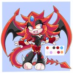 anthro blue_eyes clothed clothing female open_mouth red_body smile solo tail wide_hips wings florynnrosee mythology sega sonic_the_hedgehog_(series) yu-gi-oh! cinder_the_sky_dragon fan_character slifer_the_sky_dragon dragon duel_monster mythological_creature mythological_scalie scalie 1:1 digital_media_(artwork) hi_res model_sheet