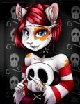 anthro bare_shoulders blue_eyes bone clothing costume female halloween_costume holidays index_to_index skull solo zombikiss halloween cricetid hamster mammal rodent frosty_(disambiguation) half-length_portrait hi_res portrait