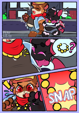 ambiguous_gender anthro beads belly bottomwear clothing jacket jewelry male navel necklace pawpads prayer_beads rosary shirt short shorts shortstack t-shirt topwear undersized_clothing wings conditional_dnp tuvandalist kinu_(skyox) lychi_(tuvandalist) bat canid canine demon mammal raccoon_dog tanuki comic hi_res