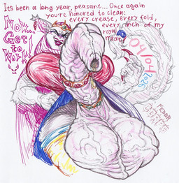 accessory anthro balls beckoning big_balls big_breasts big_penis breasts clothed clothing cock_ring crown demanding demanding_submission foreskin foreskin_worship genital_focus genitals gesture gynomorph headgear hood huge_balls huge_breasts huge_penis hyper hyper_balls hyper_genitalia hyper_penis intersex jewelry low-angle_view no_underwear penis penis_accessory penis_focus penis_jewelry saggy_balls simple_background solo text vein veiny_balls veiny_penis the_fedor_corpse foreskin_day buburina_(catnapped) felid feline mammal english_text hi_res