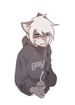ambiguous_gender anthro clothing container cup eye_through_hair eyebrow_through_hair eyebrows fur grey_body grey_clothing grey_fur grey_hair grey_hoodie grey_topwear hair holding_container holding_cup holding_object hoodie inner_ear_fluff mouth_closed simple_background solo stated_homosexuality stated_sexuality text text_on_clothing text_on_topwear topwear translucent translucent_hair tuft white_background notglacier silvermist_(notglacier) domestic_cat felid feline felis mammal 2018 absurd_res digital_drawing_(artwork) digital_media_(artwork) english_text half-length_portrait hi_res portrait male_(lore)